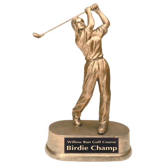 9" Antique Gold Female Golf Resin