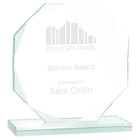 7 1/2" Octagon Jade Glass Award