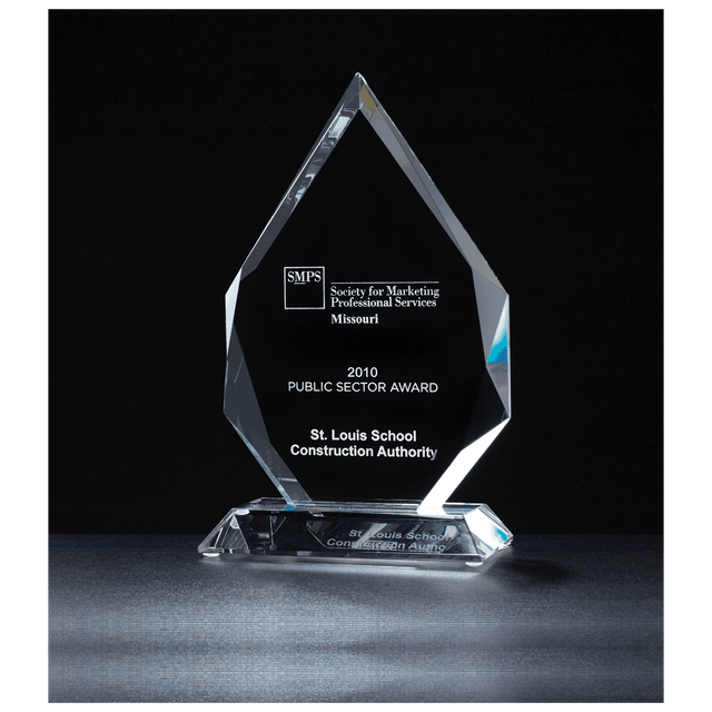 5 7/8" x 9 7/8" x 3/4" Thick Flame Series Multi-Faceted Optical Crystal    Award