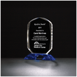 6 7/8" x 9 1/4" Diamond Series Clear Crystal Award with Cobalt Blue Crystal Base