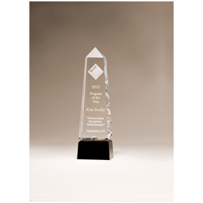 2 7/8" x 9 3/4" Crystal Obelisk with Prism-Effect Top and Black Base
