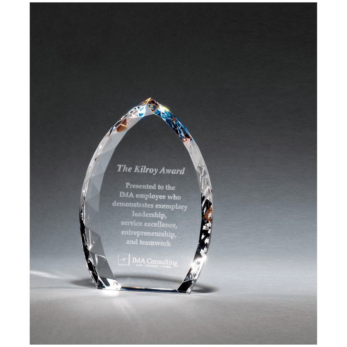 5" x 7" x 1 1/8" (Tapered) Crystal Flame with Jeweled Edge and Prism-Effect