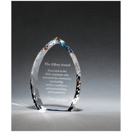 6" x 8" x 1 1/8" (Tapered) Crystal Flame with Jeweled Edge and Prism-Effect