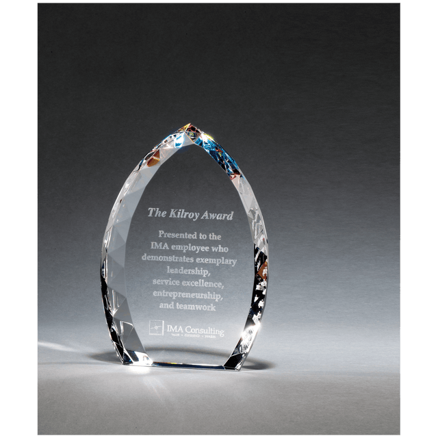 6" x 8" x 1 1/8" (Tapered) Crystal Flame with Jeweled Edge and Prism-Effect