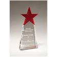 Red Crystal Star on Clear 4 1/8" x 9 1/8" Crystal Base