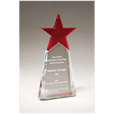 Red Crystal Star on Clear 4 1/8" x 9 1/8" Crystal Base