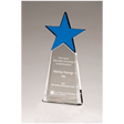 4 1/8" x 9 1/8" Blue Crystal Star on Clear Crystal Base