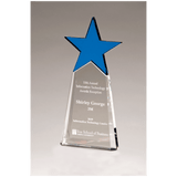 Blue Crystal Star on Clear 4 1/8" x 9 1/8" Crystal Base