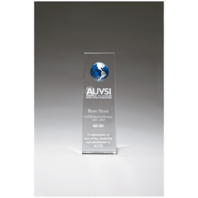 2 3/4" x 8" Crystal Trophy with Blue Globe