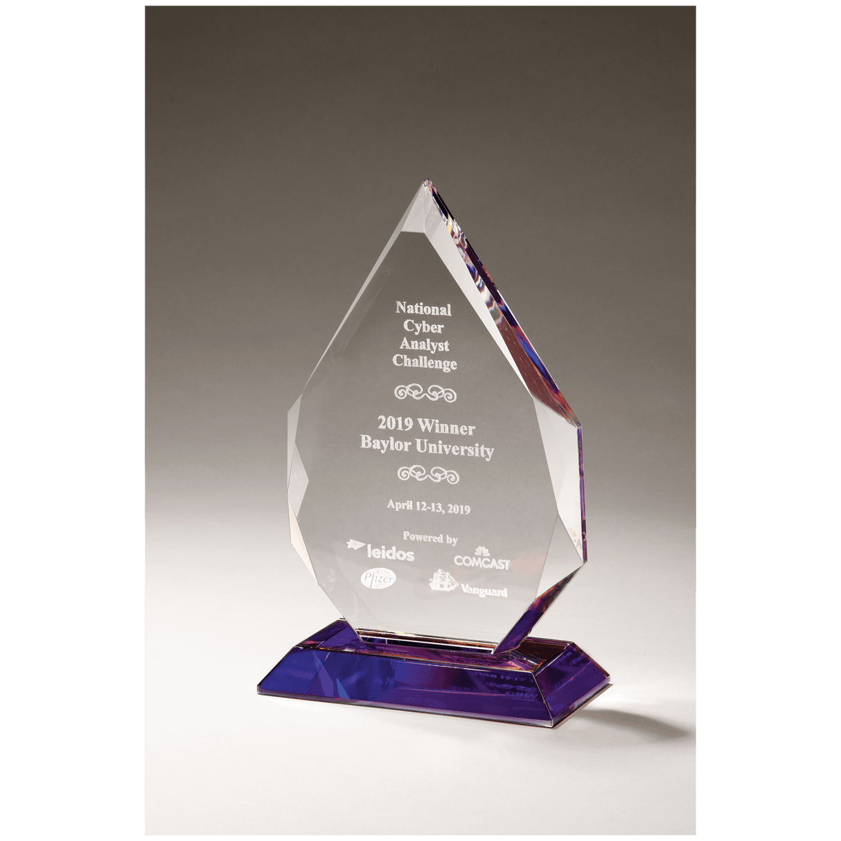 5 3/8" x 8 7/8" Flame Series Crystal with Prism-Effect Base