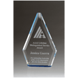 5 7/8" x 9" Flame Series Clear Crystal Award with Blue Accen               ted Bottom