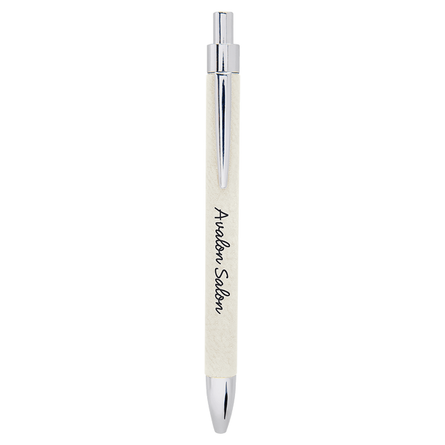 White Laserable Leatherette Pen