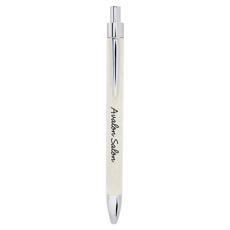 White Laserable Leatherette Pen