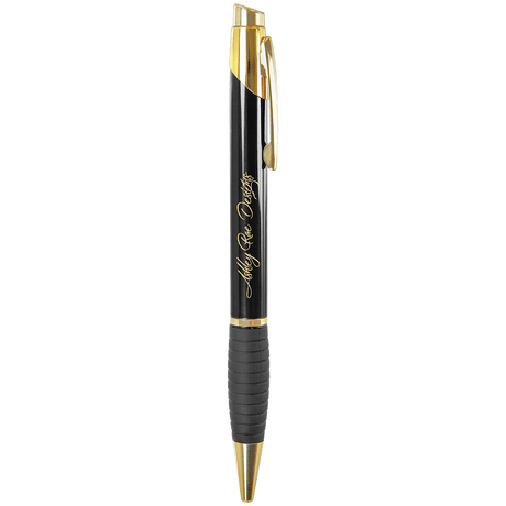Black Brass Gloss Ballpoint Pen with Gripper