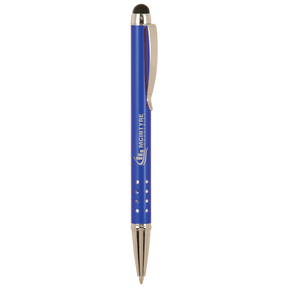Blue with Silver Trim Laserable Pen with Stylus