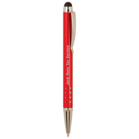 Red with Silver Trim Laserable Pen with Stylus