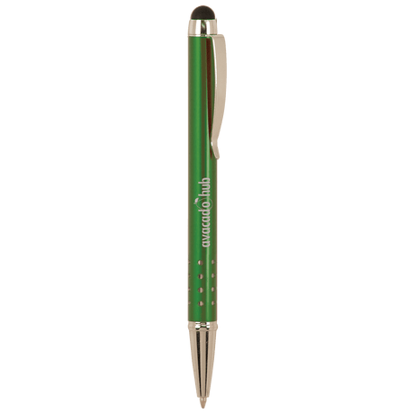Green with Silver Trim Laserable Pen with Stylus