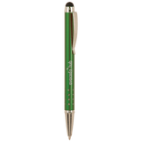 Green with Silver Trim Laserable Pen with Stylus