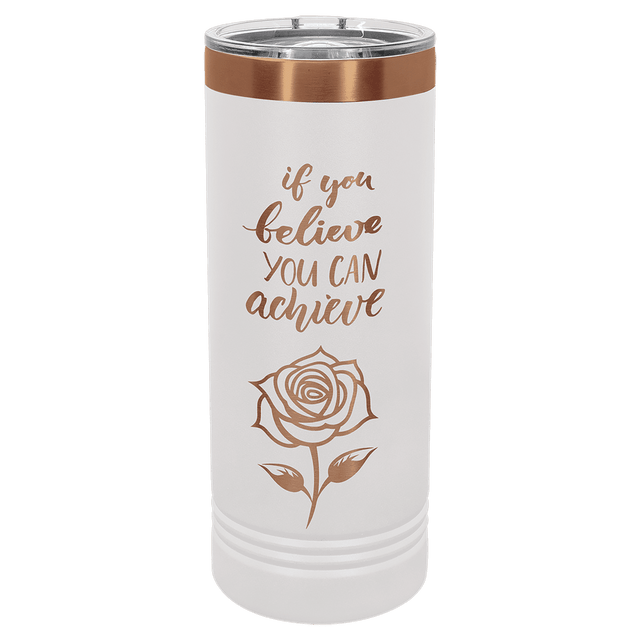 Polar Camel 22 oz. White/Rose Gold Skinny Tumbler