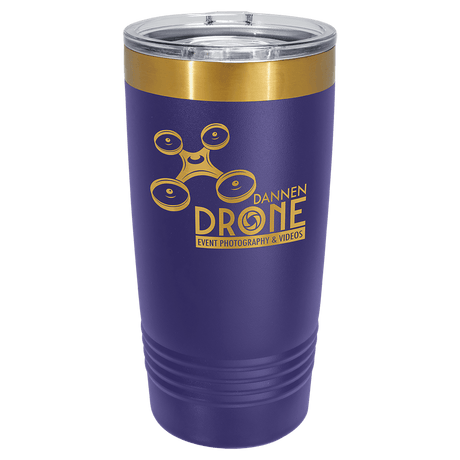 Polar Camel 20 oz. Purple/Bright Gold ION-Plated Ringneck Tumbler with Slider Lid