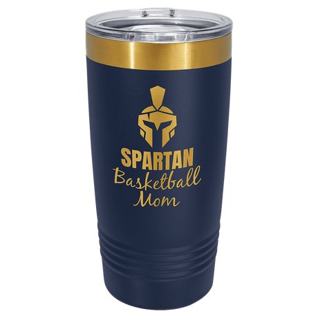Polar Camel 20 oz. Navy Blue/Bright Gold ION-Plated Ringneck Tumbler with Slider Lid