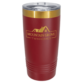 Polar Camel 20 oz. Maroon/Bright Gold ION-Plated Ringneck Tumbler with Slider Lid