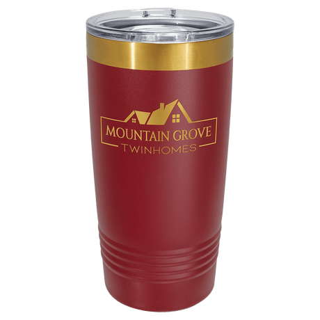 Polar Camel 20 oz. Maroon/Bright Gold ION-Plated Ringneck Tumbler with Slider Lid