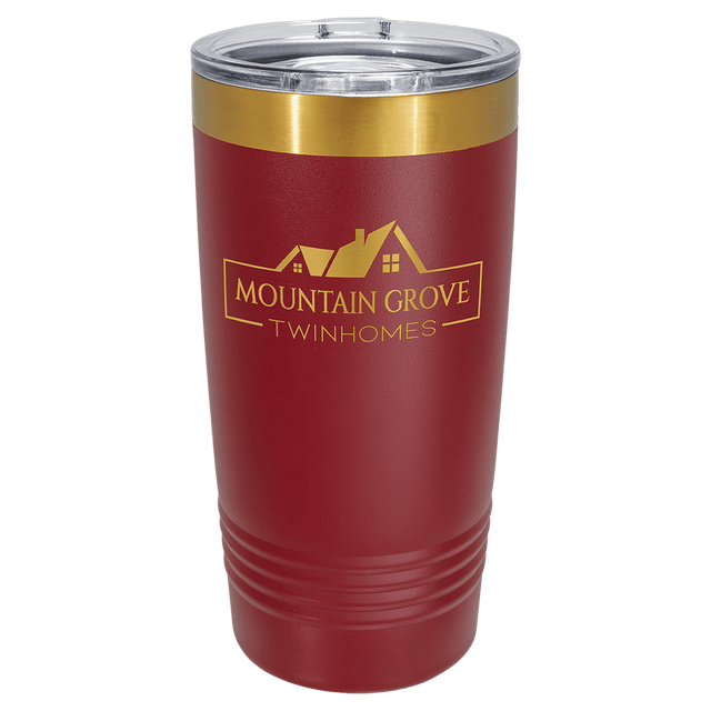 Polar Camel 20 oz. Maroon/Bright Gold ION-Plated Ringneck Tumbler with Slider Lid