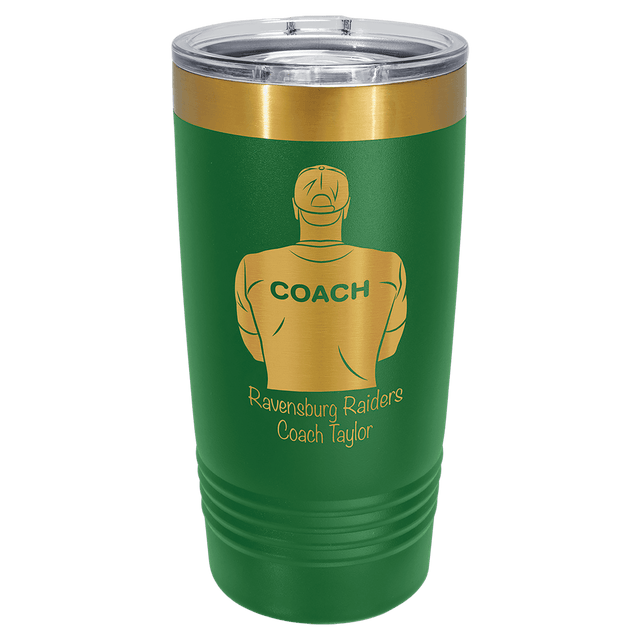 Polar Camel 20 oz. Green/Bright Gold ION-Plated Ringneck Tumbler with Slider Lid