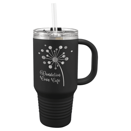 Polar Camel 32 oz. Black Travel Mug with Snap Lid & Straw