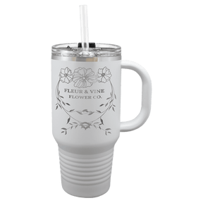 Polar Camel 32 oz. White Travel Mug with Snap Lid and Straw