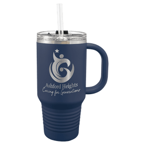 Polar Camel 32 oz. Navy Blue Travel Mug with Snap Lid and Straw