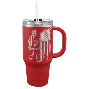 Polar Camel 32 oz. Red Travel Mug with Snap Lid and Straw