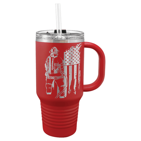 Polar Camel 32 oz. Red Travel Mug with Snap Lid and Straw
