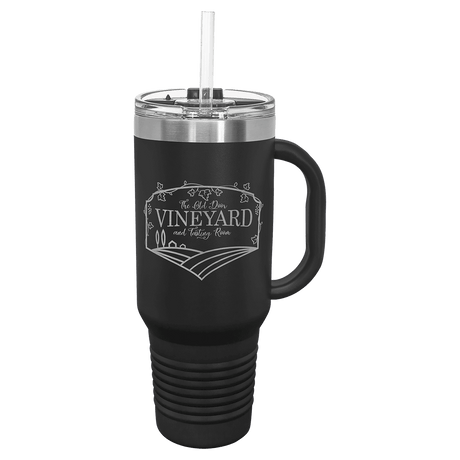Polar Camel 40 oz. Black Travel Mug with Snap Lid & Straw