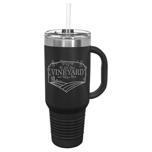 Polar Camel 40 oz. Black Travel Mug with Snap Lid & Straw