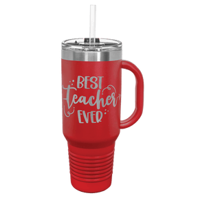 Polar Camel 40 oz. Red Travel Mug with Snap Lid & Straw