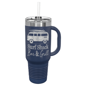 Polar Camel 40 oz. Navy Blue Travel Mug with Snap Lid & Straw
