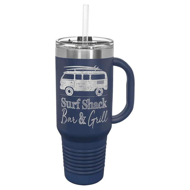 Polar Camel 40 oz. Navy Blue Travel Mug with Snap Lid & Straw