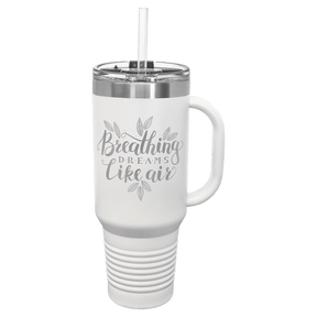 Polar Camel 40 oz. White Travel Mug with Snap Lid & Straw