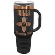 Polar Camel 40 oz. Black/Rose Gold Travel Mug with Handle & Straw