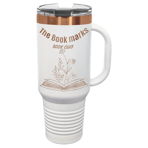 Polar Camel 40 oz. White/Rose Gold Travel Mug with Handle & Straw