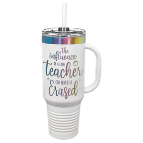 Polar Camel 40 oz. White/Prism Travel Mug with Handle & Straw