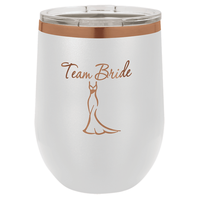Polar Camel 12 oz. White/Rose Gold Stemless Wine Tumbler