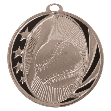 Bright Silver 2" Baseball/Softball Laserable MidNite Star Medal