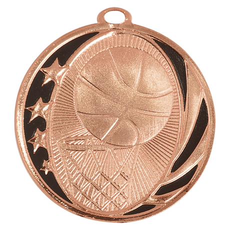 Bright Bronze 2" Basketball Laserable MidNite Star Medal