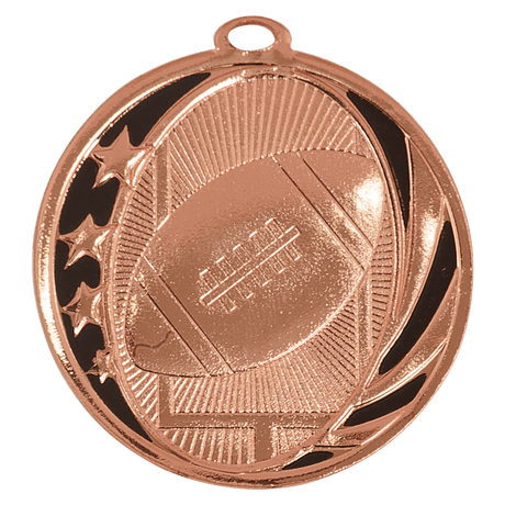 Bright Bronze 2" Football Laserable MidNite Star Medal