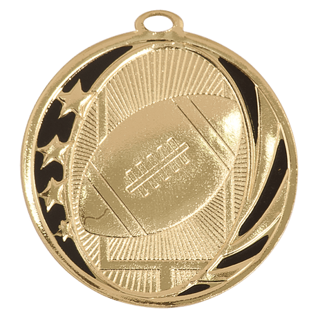 Bright Gold 2" Football Laserable MidNite Star Medal