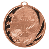 Bright Bronze 2" Lamp of Knowledge Laserable MidNite Star Medal