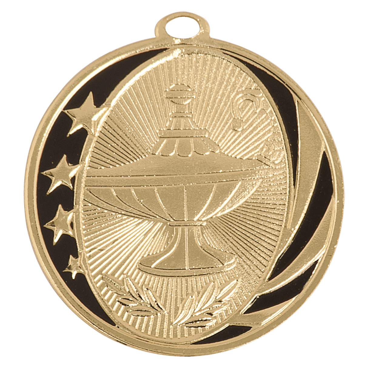 2" Lamp of Knowledge Laserable MidNite Star Medal